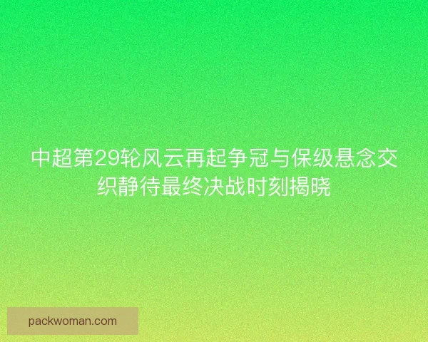 中超第29轮风云再起争冠与保级悬念交织静待最终决战时刻揭晓